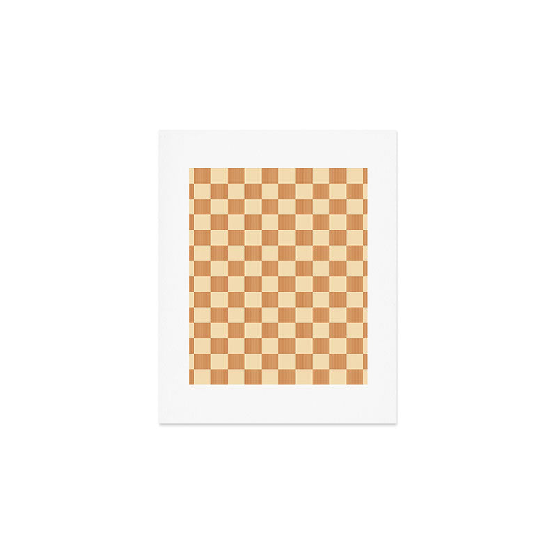 Textured Plaid pattern brown and cream Art Print Gallery Image 1