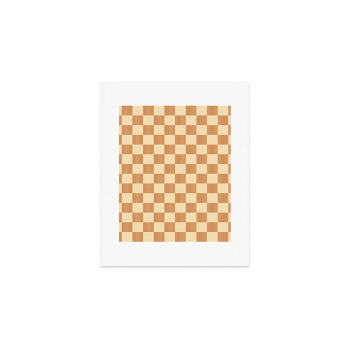 Textured Plaid pattern brown and cream Art Print Gallery Image 1