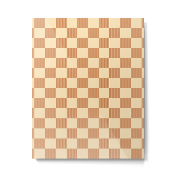Textured Plaid pattern brown and cream Metal Print Gallery Image 1
