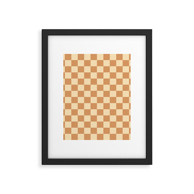 Textured Plaid pattern brown and cream Framed Art Print Gallery Image 6