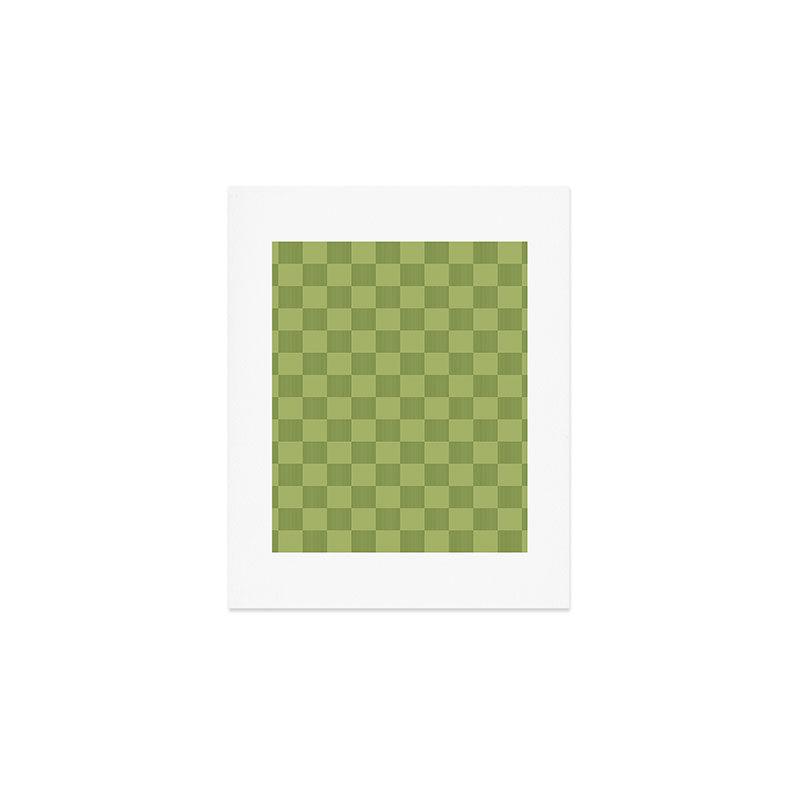 Textured Plaid pattern green and sage Art Print Gallery Image 1