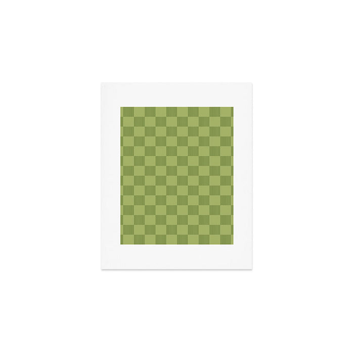 Textured Plaid pattern green and sage Art Print Gallery Image 1
