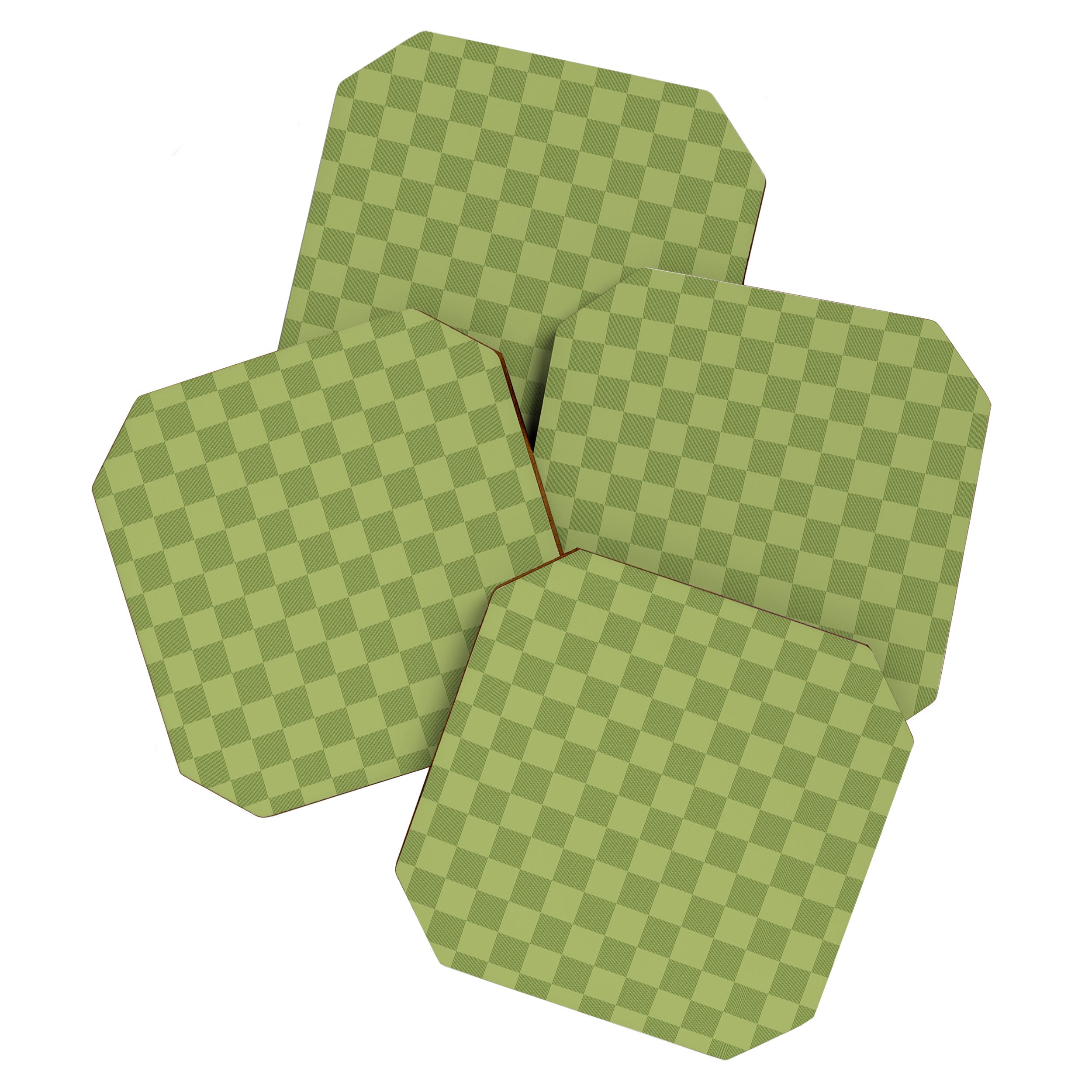 Textured Plaid pattern green and sage Coaster Gallery Image 1
