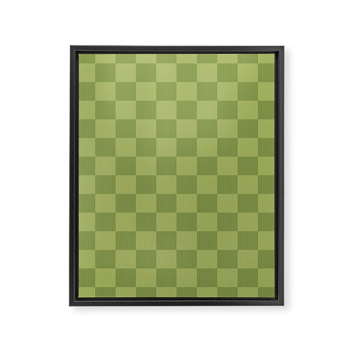 Textured Plaid pattern green and sage Framed Canvas Print Gallery Image 1