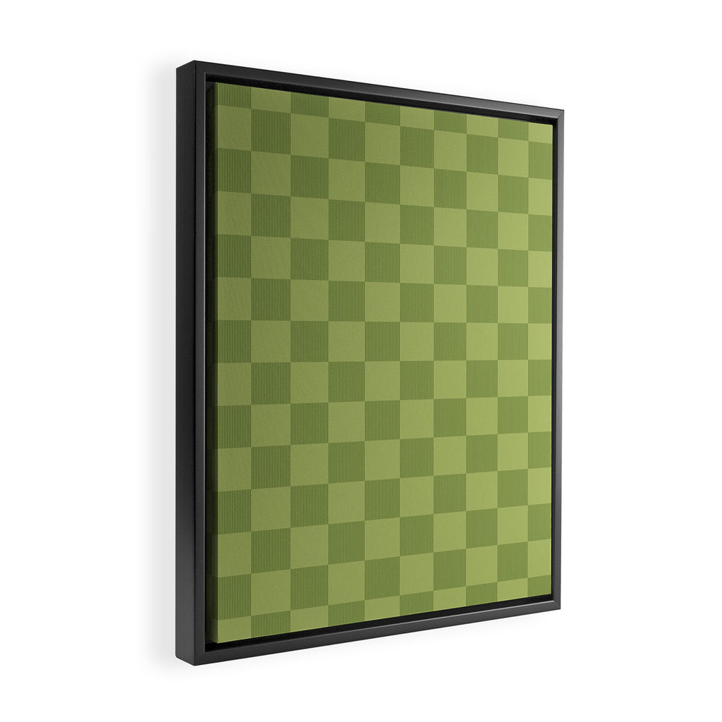 Textured Plaid pattern green and sage Framed Canvas Print Gallery Image 2