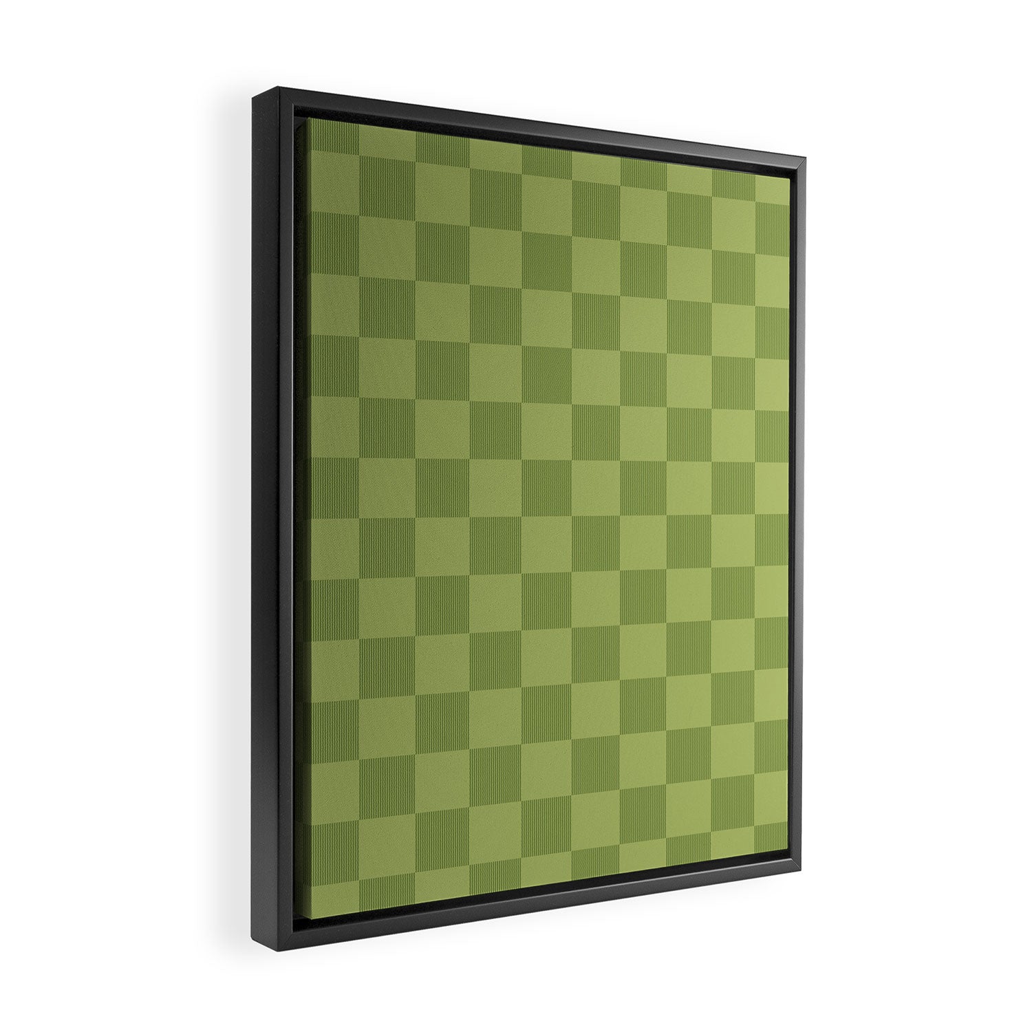 Textured Plaid pattern green and sage Framed Canvas Print Gallery Image 2