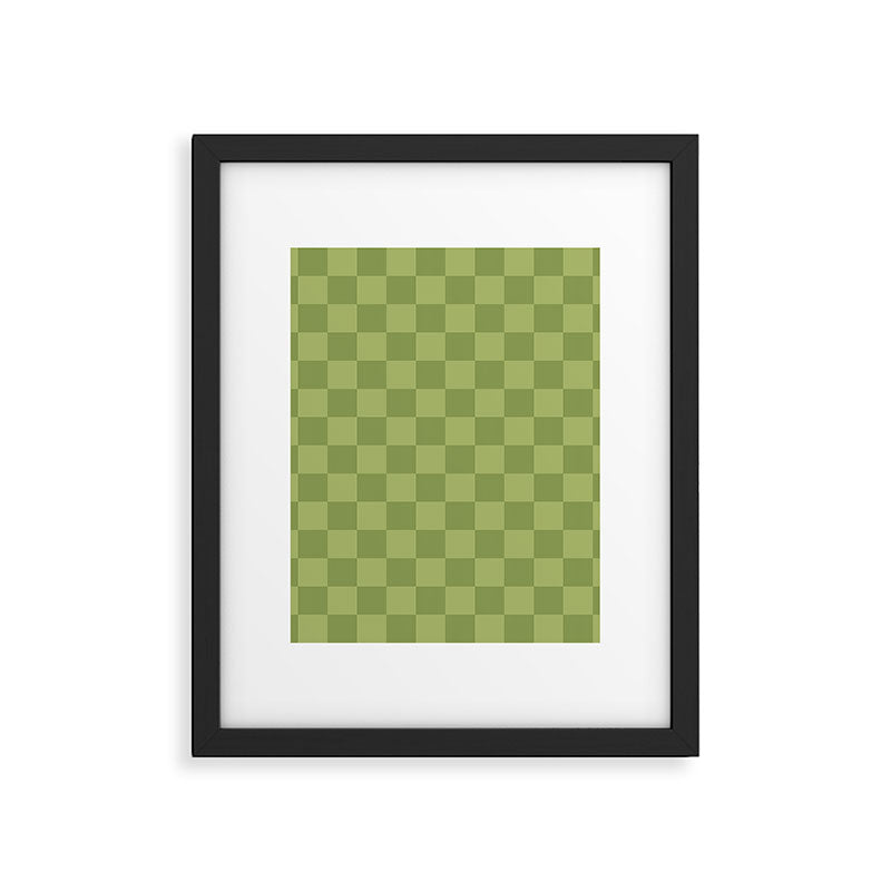Textured Plaid pattern green and sage Framed Art Print Gallery Image 6