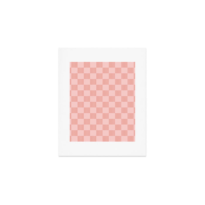 Textured Plaid pattern pink and white Art Print Gallery Image 1