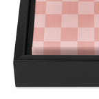 Textured Plaid pattern pink and white Framed Canvas Print Gallery Image 3