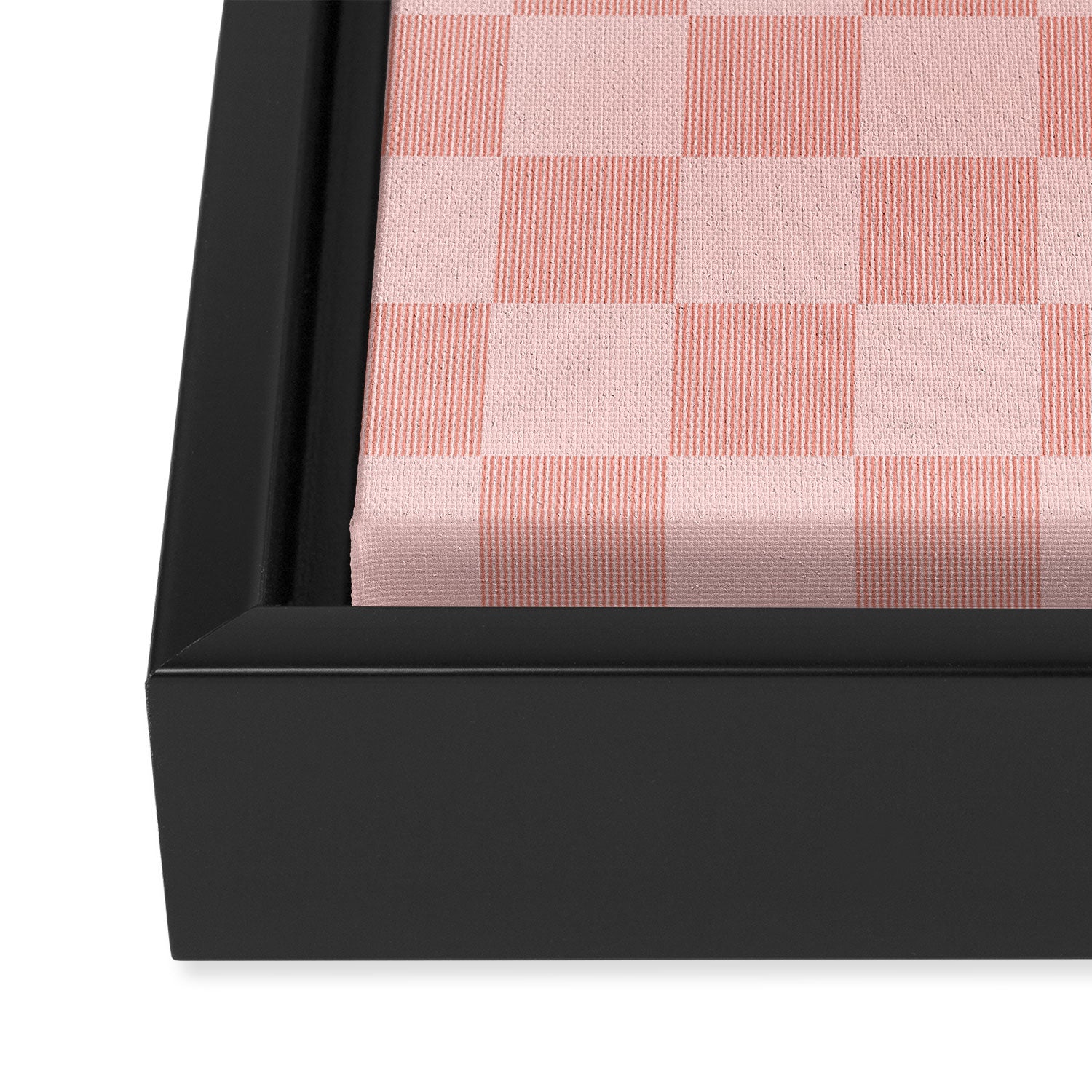 Textured Plaid pattern pink and white Framed Canvas Print Gallery Image 3