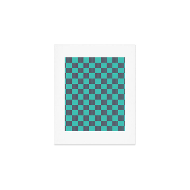 Textured Plaid pattern purple and teal Art Print Gallery Image 1