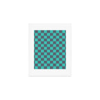 Textured Plaid pattern purple and teal Art Print Gallery Image 1