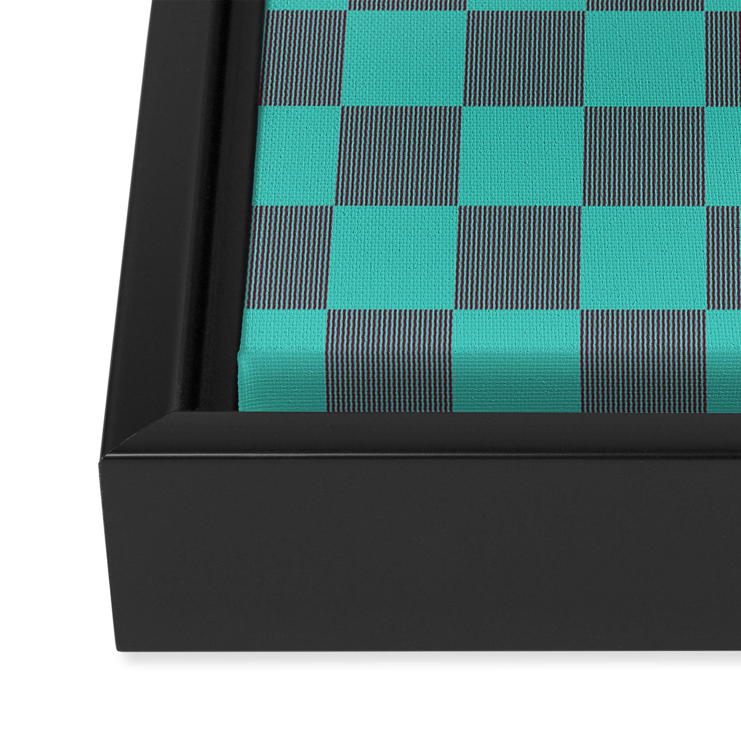 Textured Plaid pattern purple and teal Framed Canvas Print Gallery Image 3