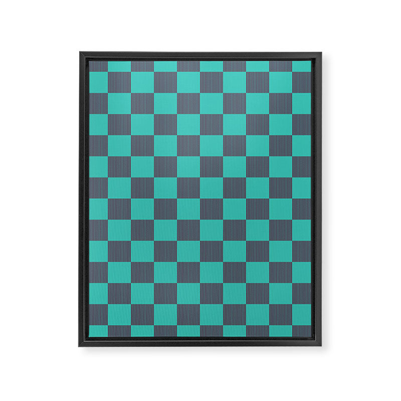 Textured Plaid pattern purple and teal Framed Canvas Print Gallery Image 8