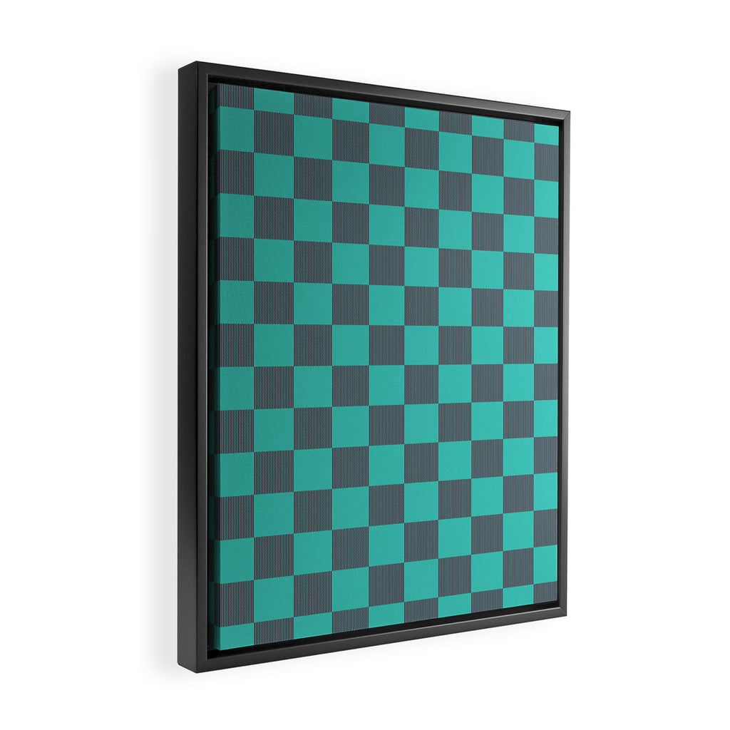 Textured Plaid pattern purple and teal Framed Canvas Print Gallery Image 2