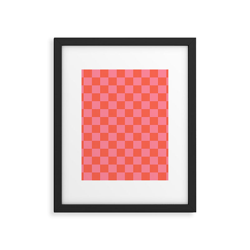 Textured Plaid pattern red and pink Framed Art Print Gallery Image 6