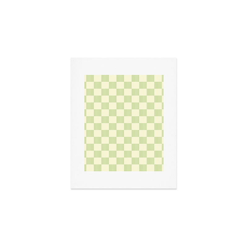 Textured Plaid pattern sage and white Art Print Gallery Image 1