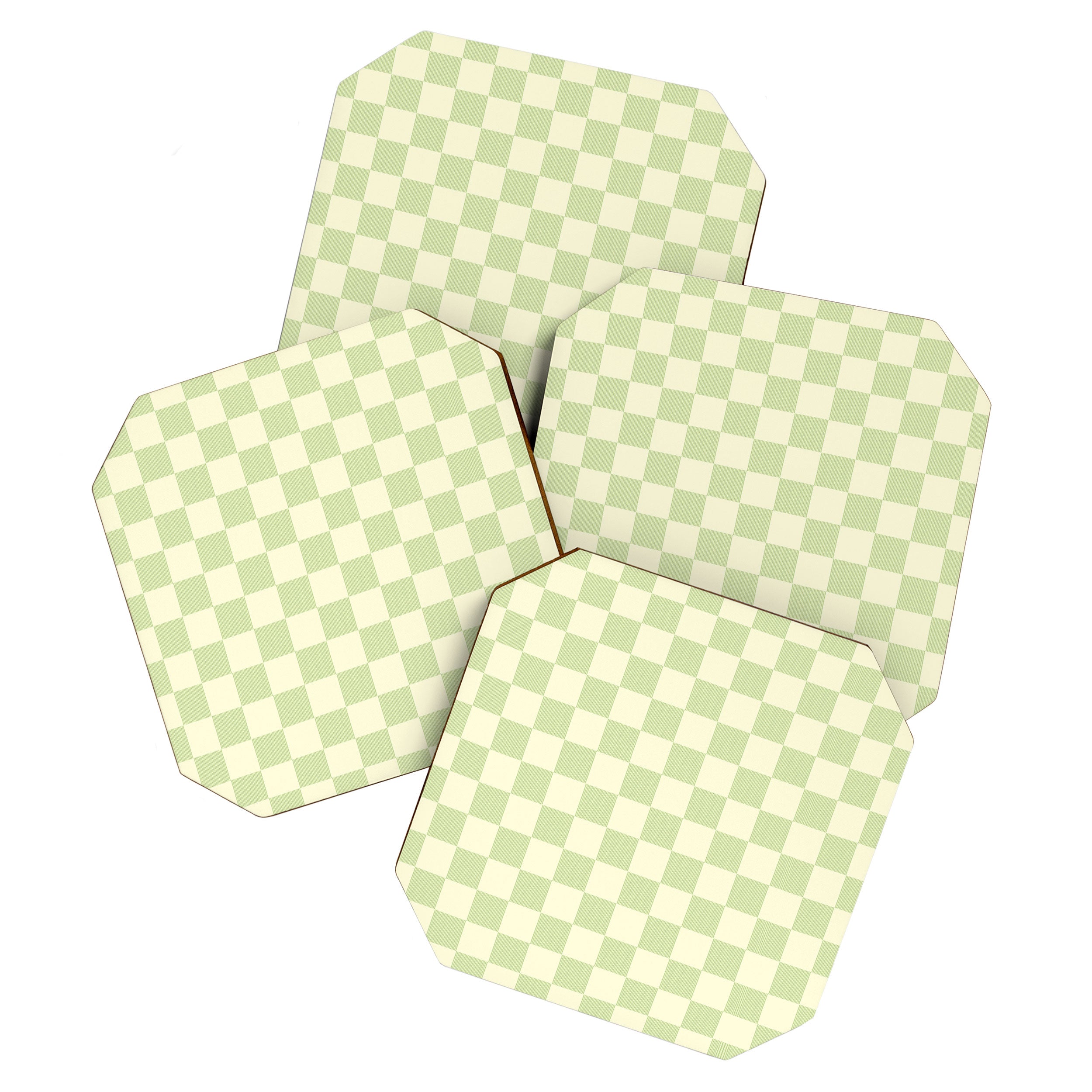 Textured Plaid pattern sage and white Coaster Gallery Image 1