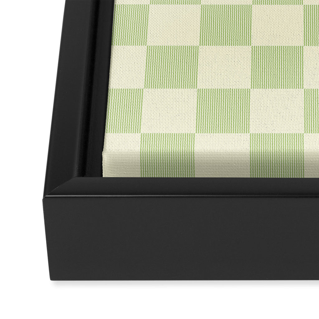 Textured Plaid pattern sage and white Framed Canvas Print Gallery Image 3