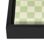 Textured Plaid pattern sage and white Framed Canvas Print Gallery Image 3