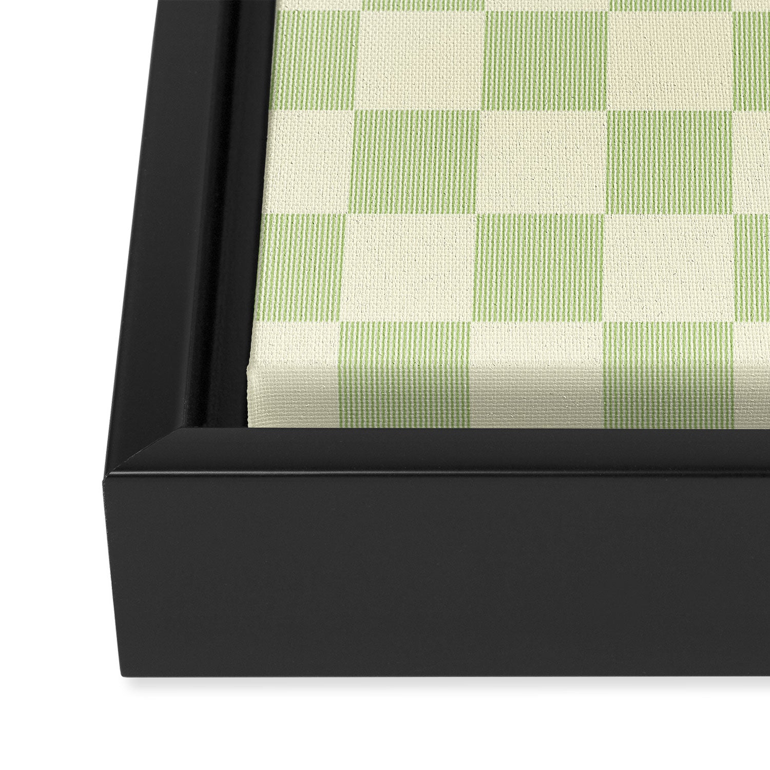 Textured Plaid pattern sage and white Framed Canvas Print Gallery Image 3