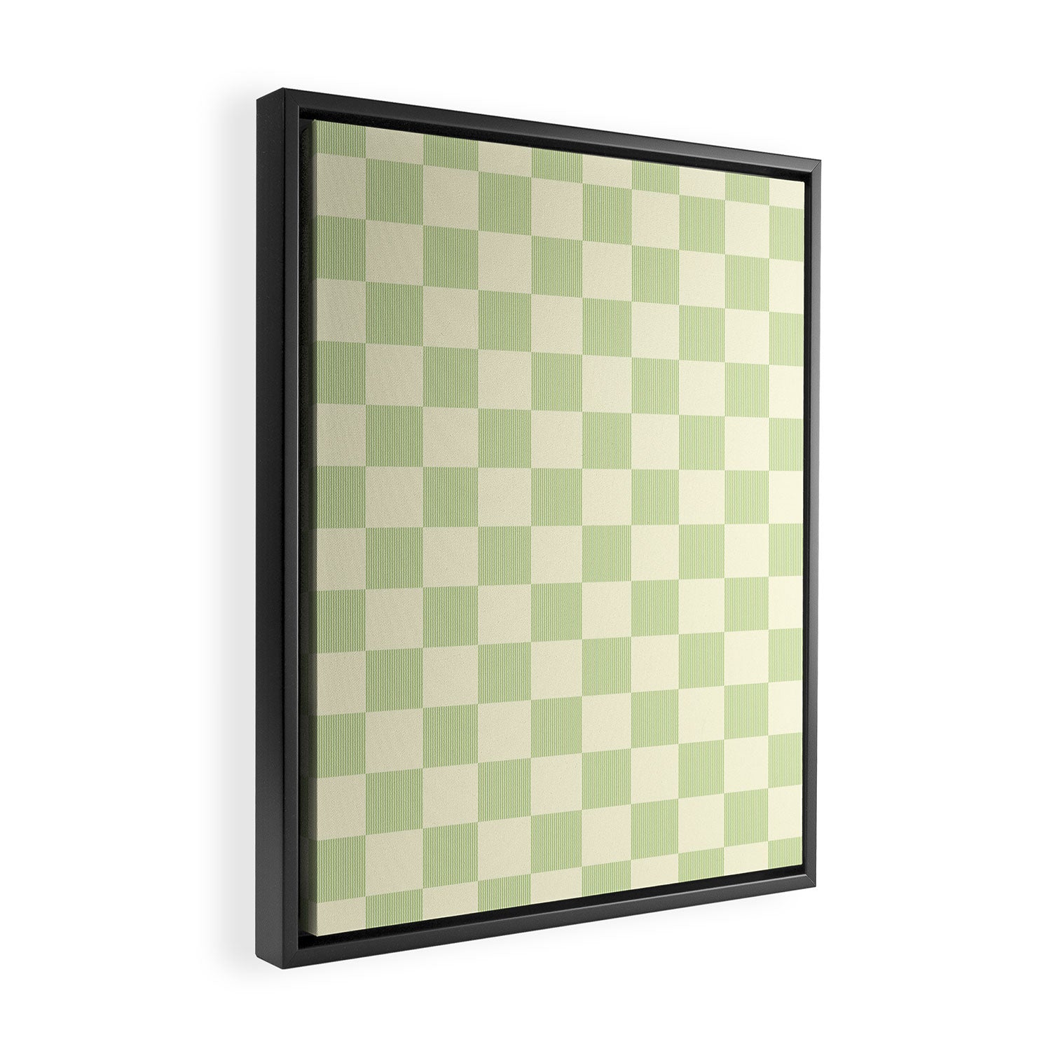 Textured Plaid pattern sage and white Framed Canvas Print Gallery Image 2