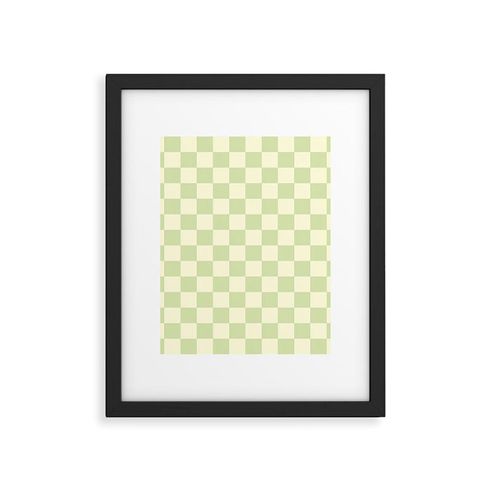 Textured Plaid pattern sage and white Framed Art Print Gallery Image 1