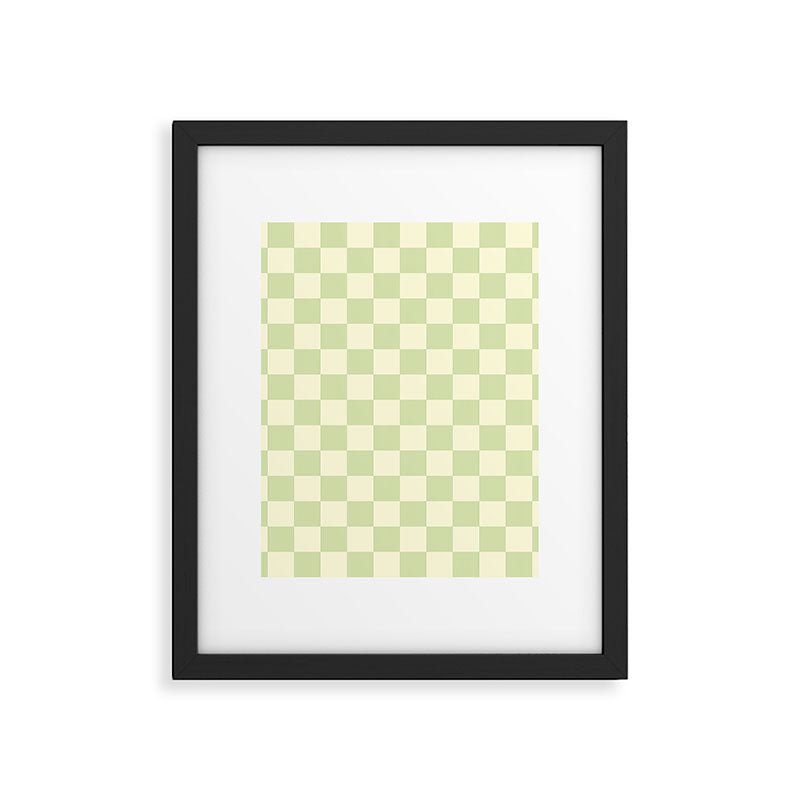 Textured Plaid pattern sage and white Framed Art Print Gallery Image 6