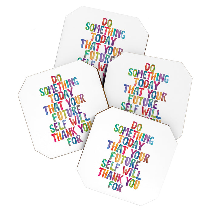 Do Something Today That Your Future Self Will Thank You For in Rainbow Watercolors Coaster Gallery Image 1