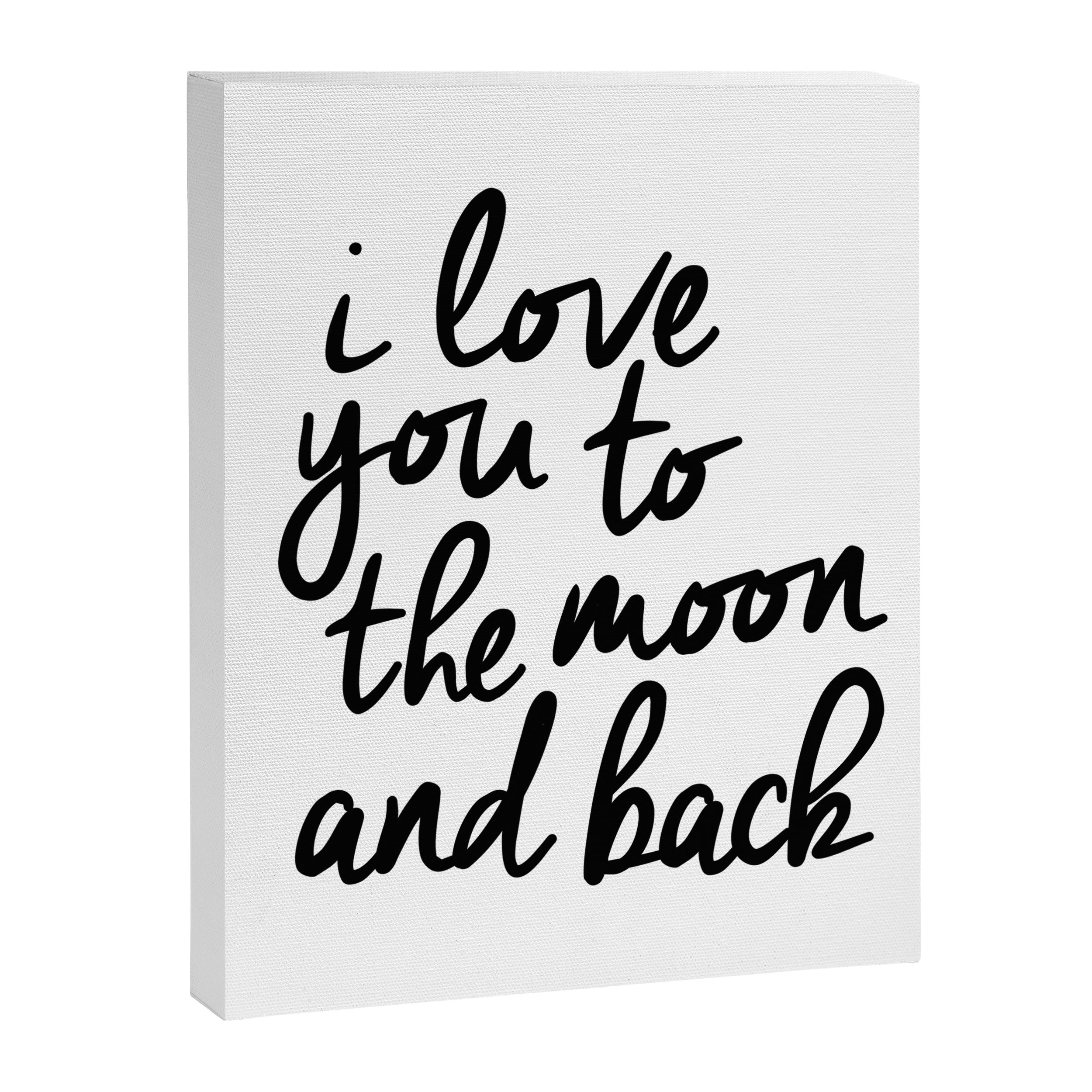 I Love You to the Moon and Back black-white kids room typography poster home wall decor canvas Canvas Print Gallery Image 8