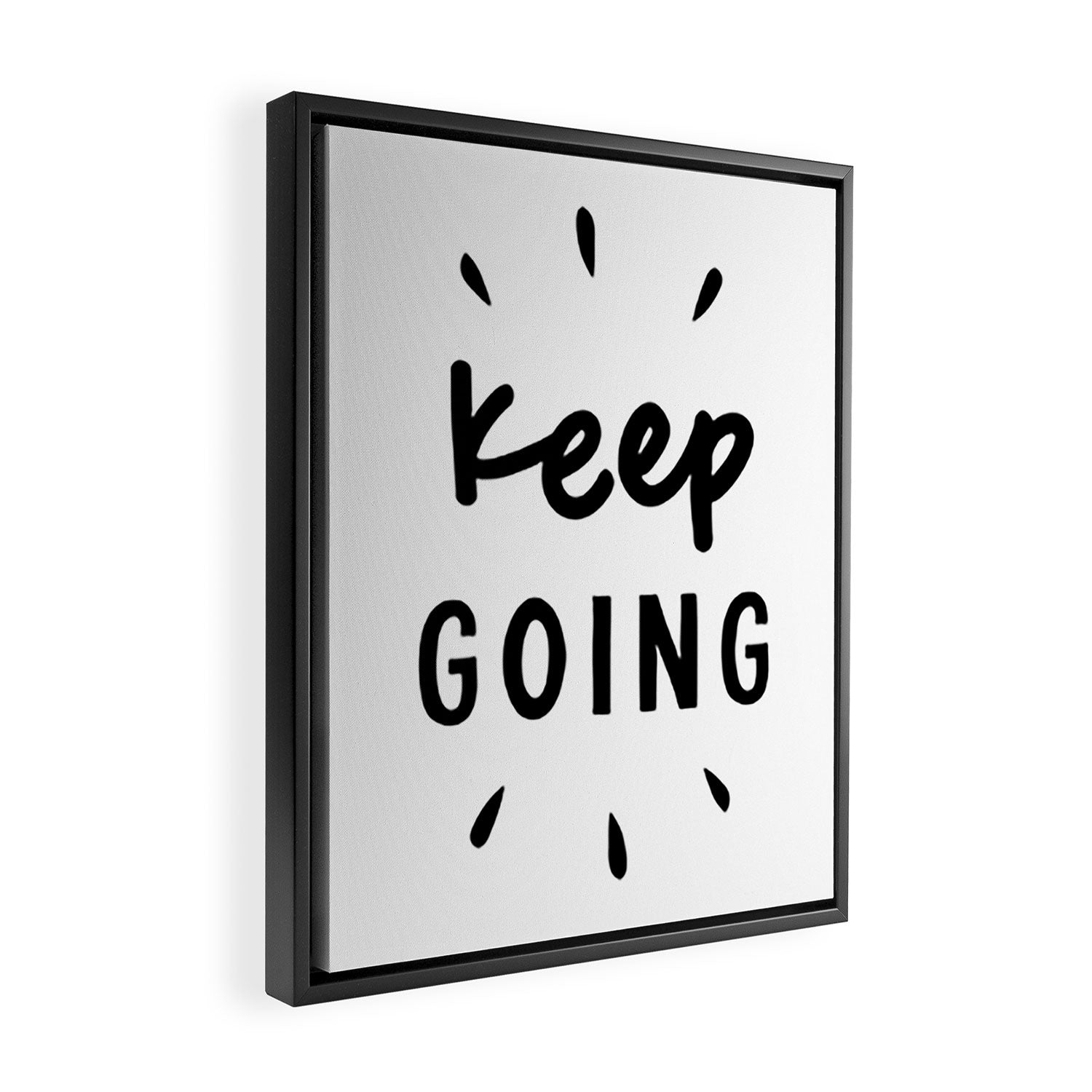 Keep Going positive black and white typography inspirational motivational home wall bedroom decor Framed Canvas Print Gallery Image 2