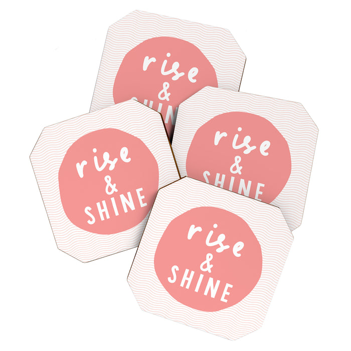 Rise and Shine inspirational quote typography wall art home decor in peach pink Coaster Gallery Image 1