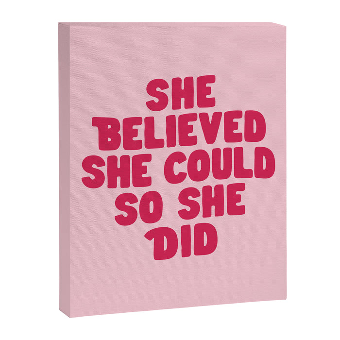 She Believed She Could So She Did in Pink Canvas Print Gallery Image 1