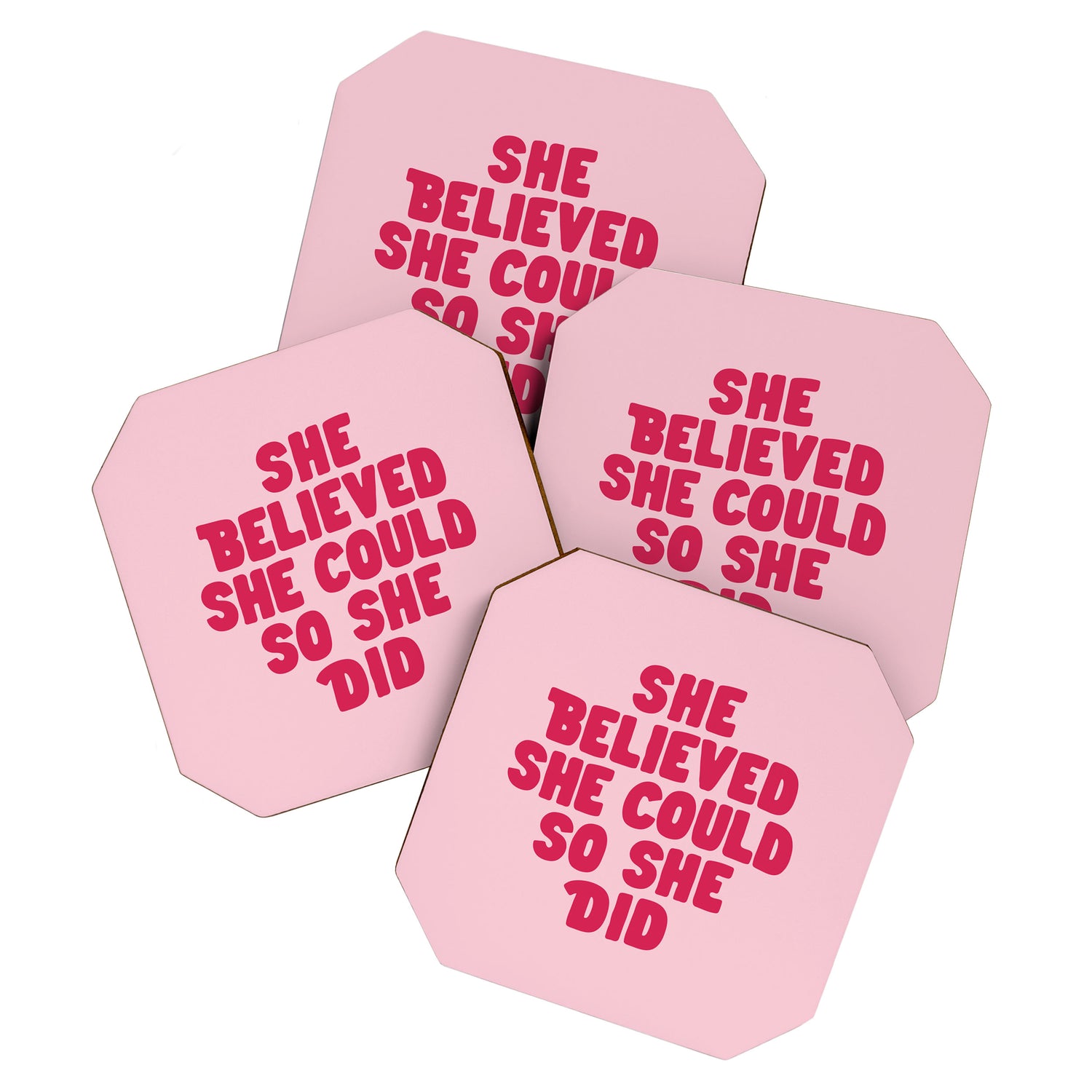 She Believed She Could So She Did in Pink Coaster Gallery Image 1
