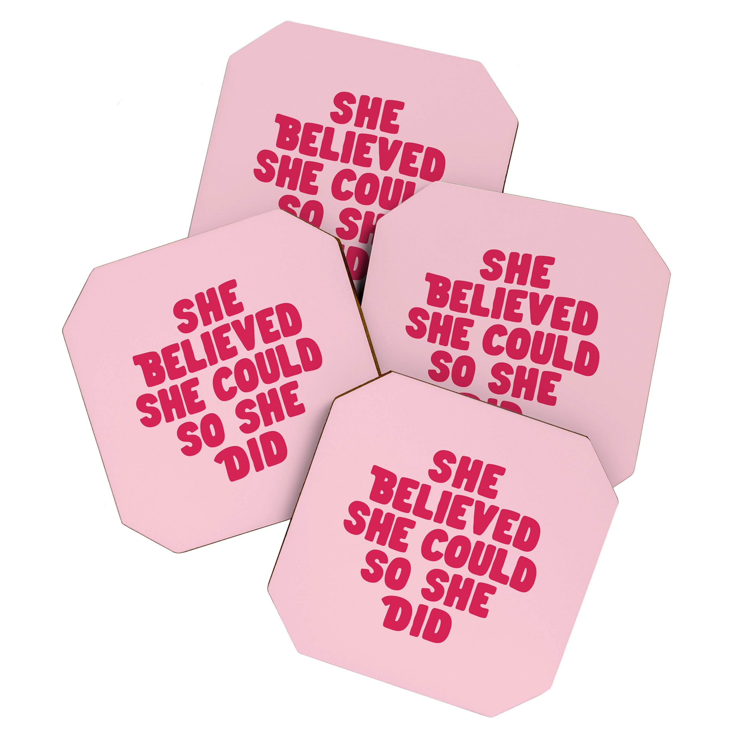 She Believed She Could So She Did in Pink Coaster Gallery Image 1