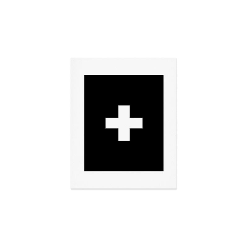 Swiss Cross Black and White Scandinavian Design for minimalism home room wall decor art apartment Art Print Gallery Image 1