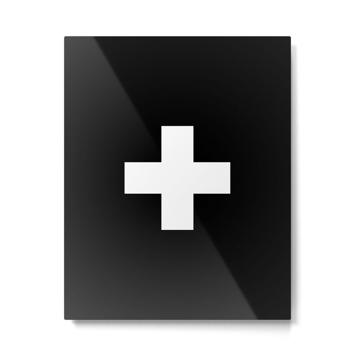 Swiss Cross Black and White Scandinavian Design for minimalism home room wall decor art apartment Metal Print Gallery Image 1