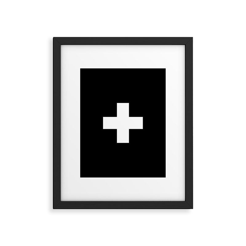 Swiss Cross Black and White Scandinavian Design for minimalism home room wall decor art apartment Framed Art Print Gallery Image 6