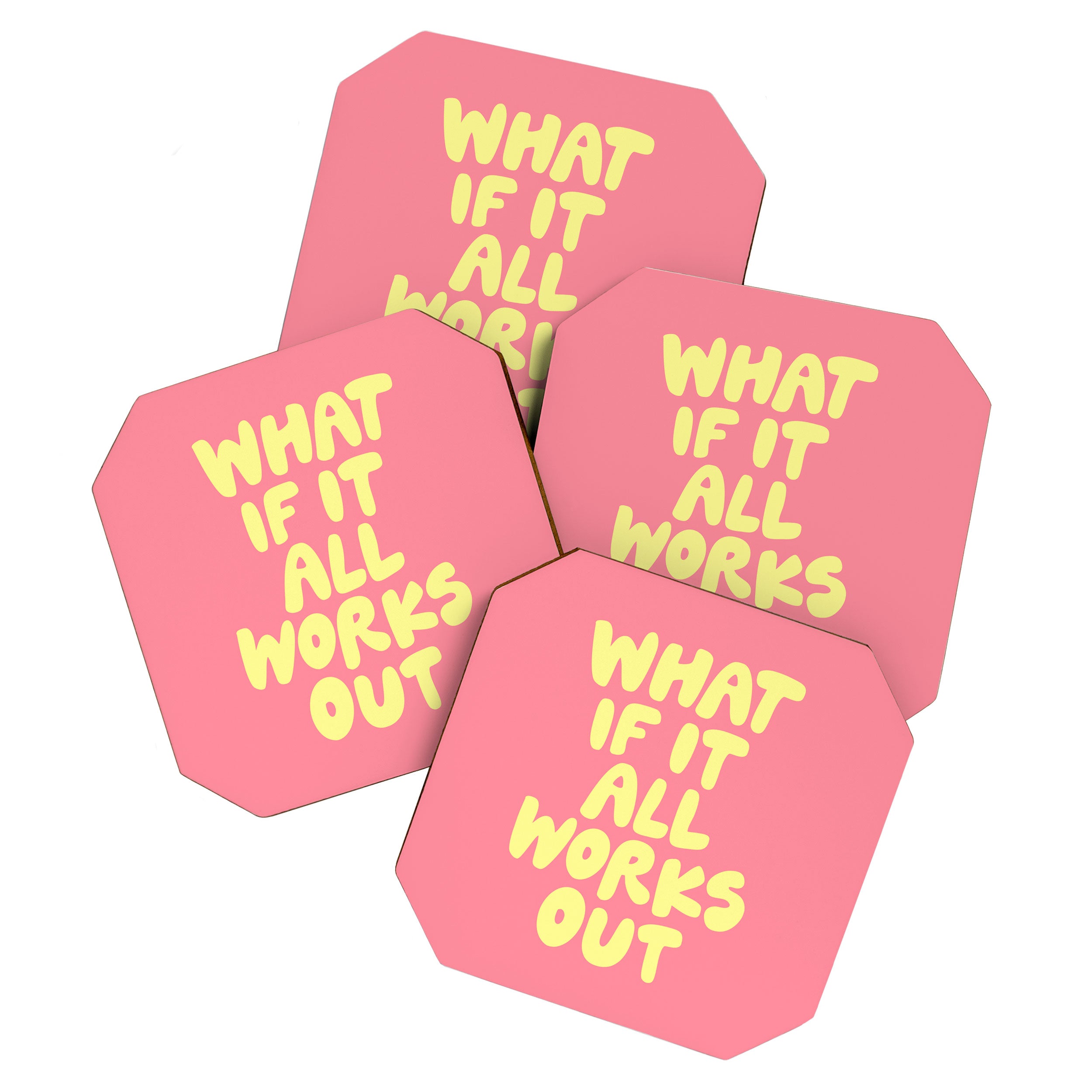 What If It All Works Out typography print Coaster Gallery Image 1