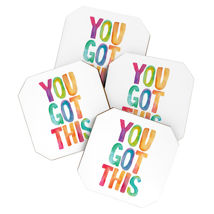 You Got This Rainbow Watercolor Coaster Gallery Image 1
