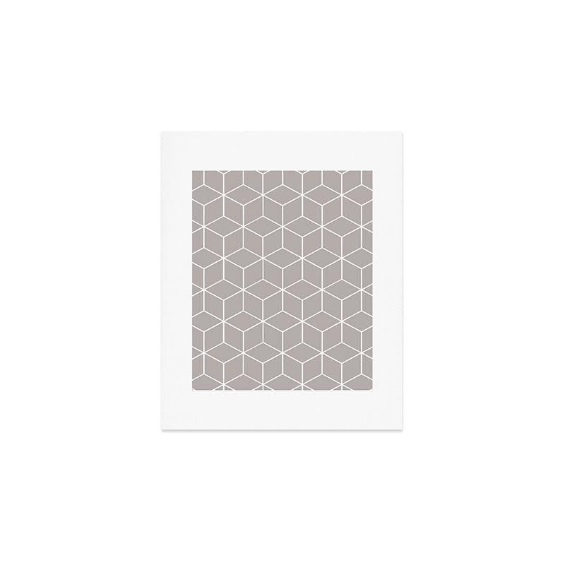 Cube Geometric 03 Grey Art Print Gallery Image 1
