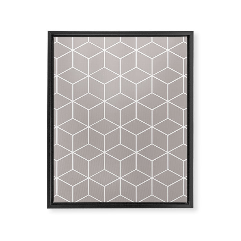 Cube Geometric 03 Grey Framed Canvas Print Gallery Image 8