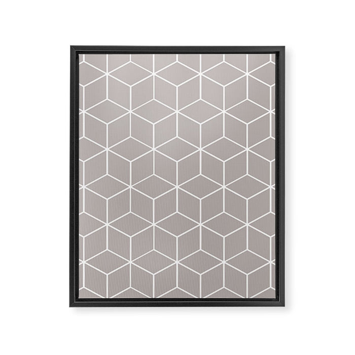 Cube Geometric 03 Grey Framed Canvas Print Gallery Image 1