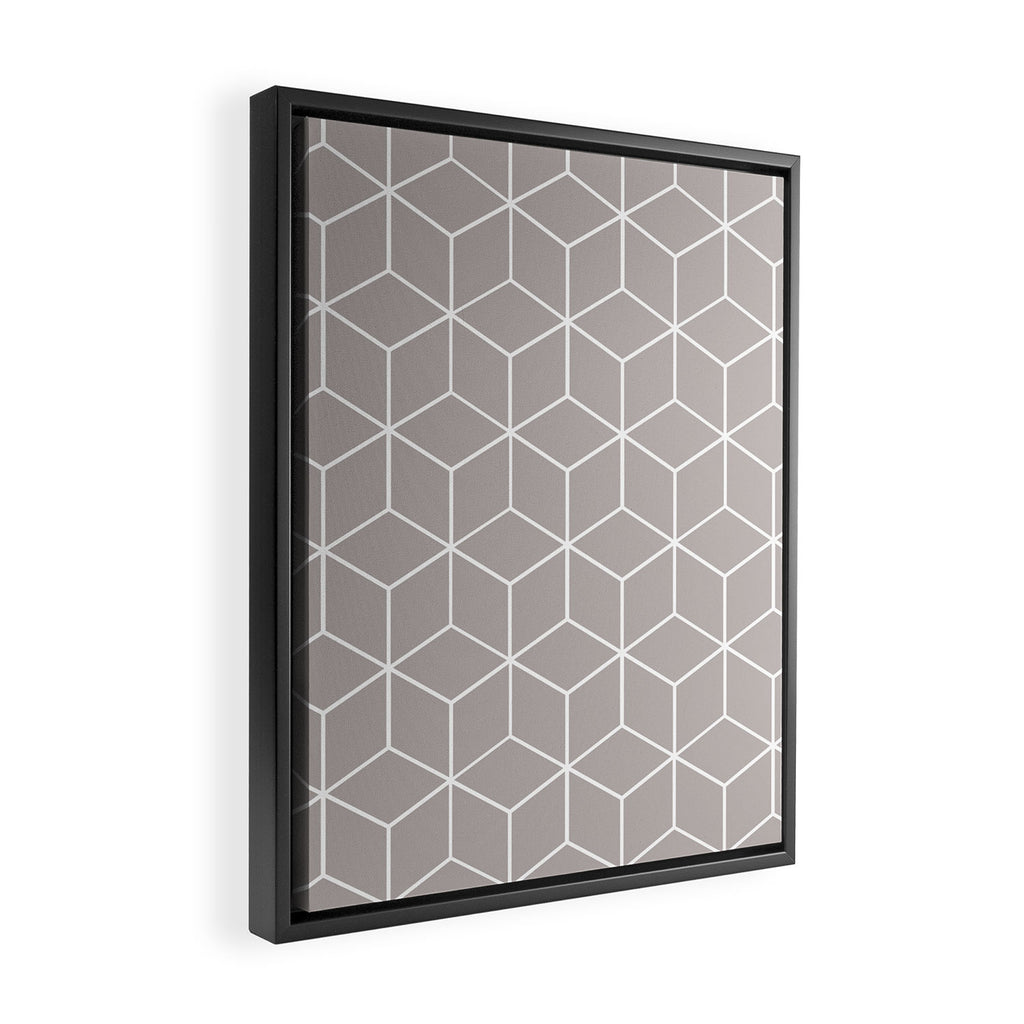 Cube Geometric 03 Grey Framed Canvas Print Gallery Image 2