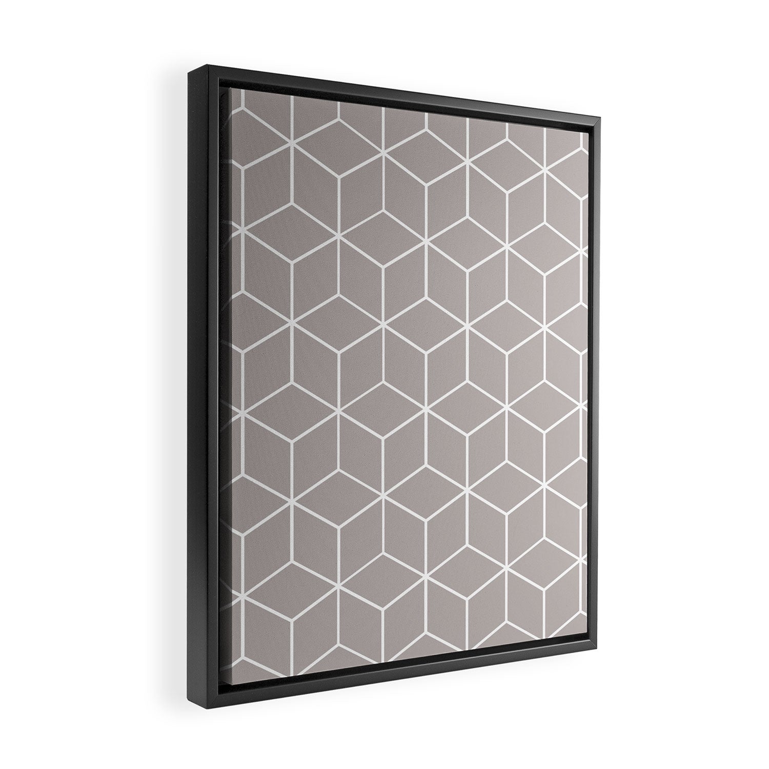 Cube Geometric 03 Grey Framed Canvas Print Gallery Image 2