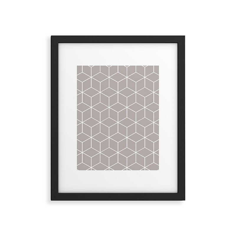 Cube Geometric 03 Grey Framed Art Print Gallery Image 6
