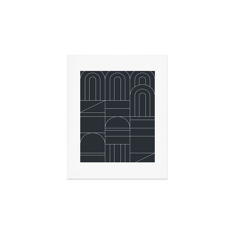 Deco Geometric 04 Black Art Print