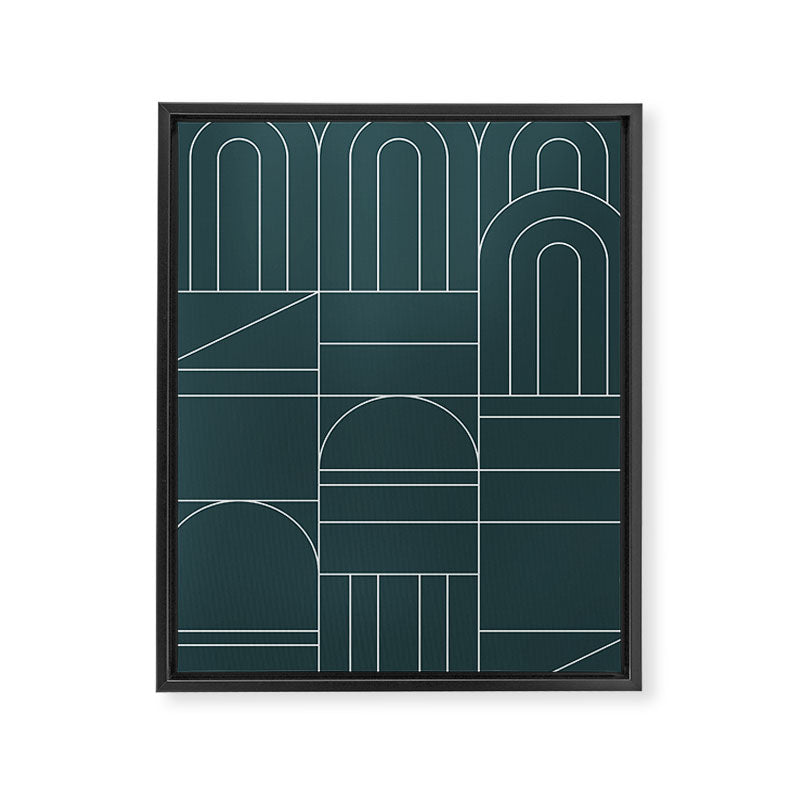 Deco Geometric 04 Teal Framed Canvas Print Gallery Image 8