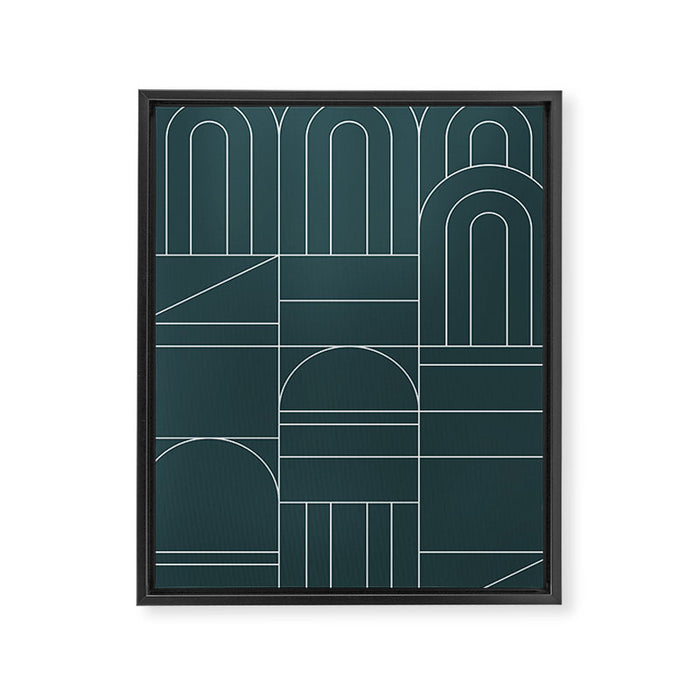 Deco Geometric 04 Teal Framed Canvas Print Gallery Image 1