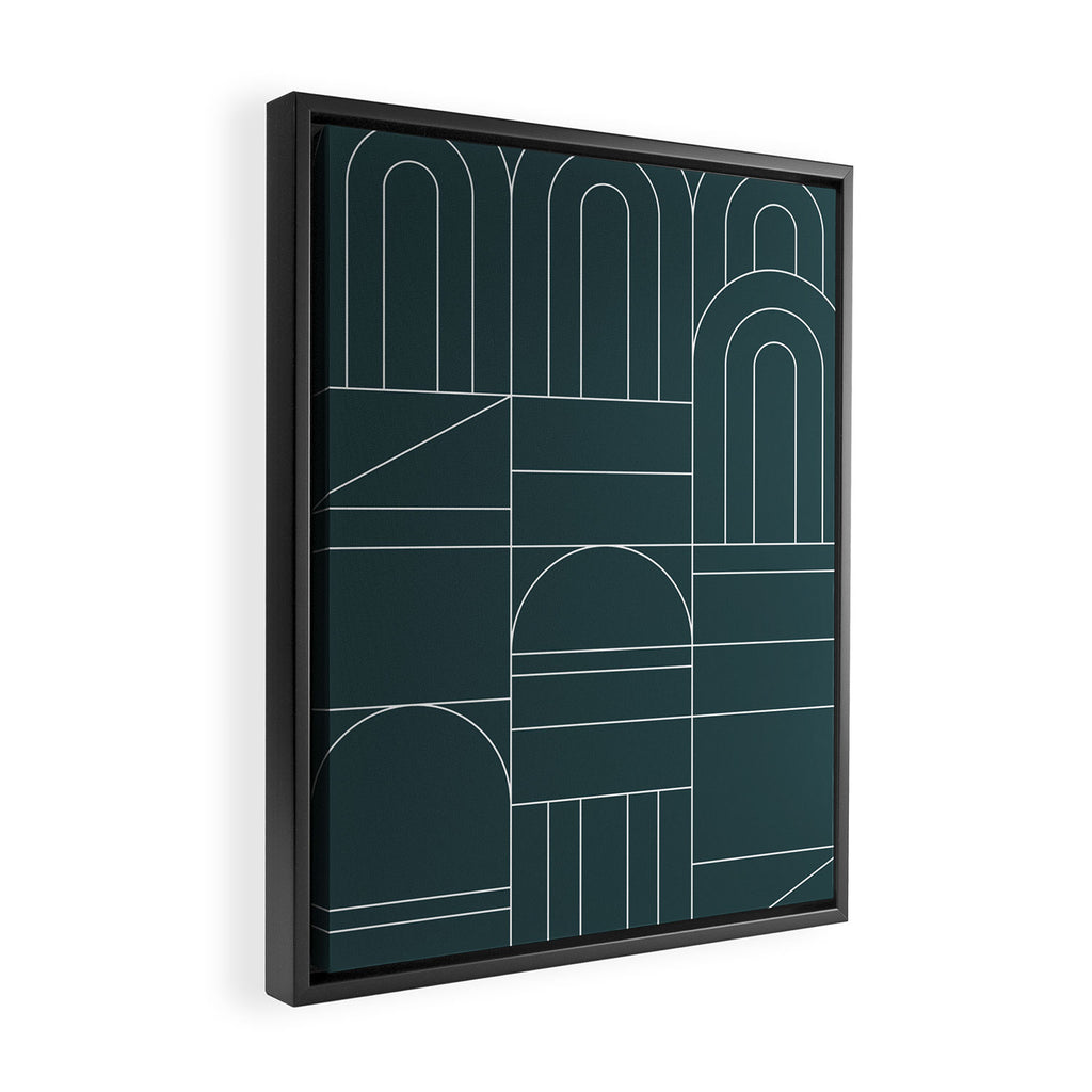 Deco Geometric 04 Teal Framed Canvas Print Gallery Image 2